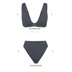 Skims 2 PC SWIM PLUNGE TOP AND MID WAIST BOTTOM GUNMETAL GRAY NWT FROM SKIMS